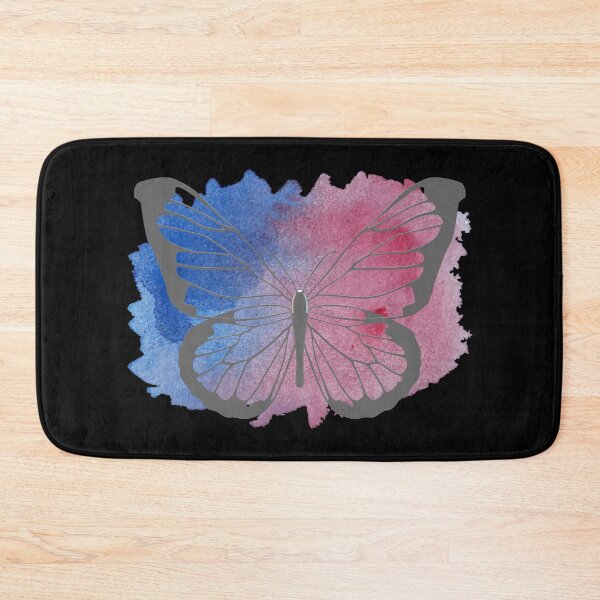 Item preview, Abstract Metallic Silver Flying Butterfly Over Blue And Pink Watercolour Paint Splash. Abstract Design, Funky Image, Minimalist Art. designed and sold by Jason123za.