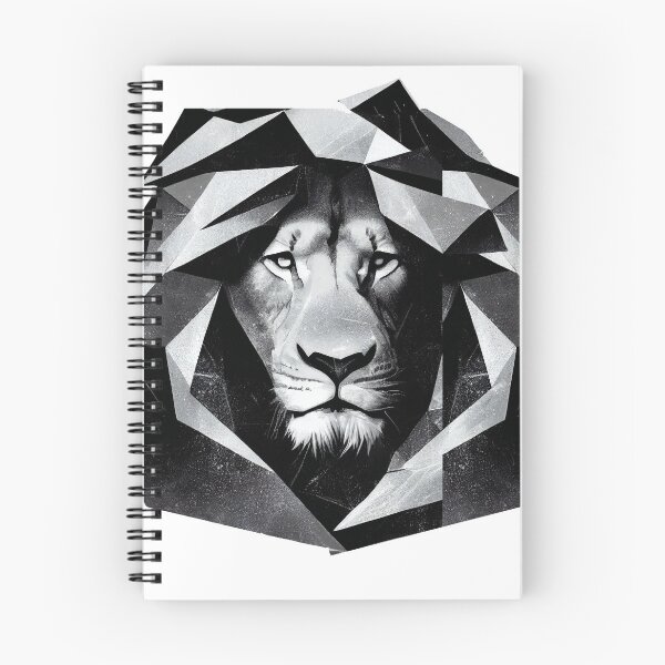 Item preview, Lion looking through from your inside | Black and white lowpoly lion  designed and sold by AsabIIArt.