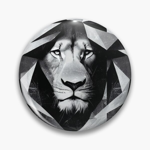 Item preview, Lion looking through from your inside | Black and white lowpoly lion  designed and sold by AsabIIArt.