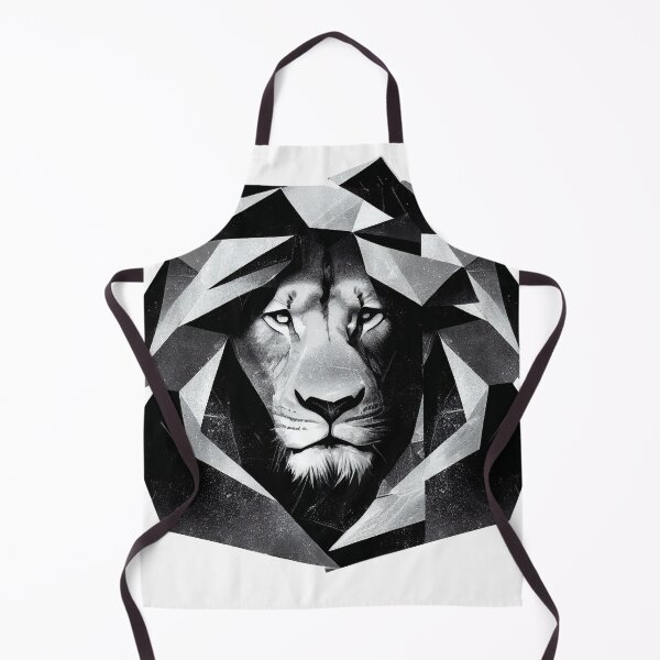 Item preview, Lion looking through from your inside | Black and white lowpoly lion  designed and sold by AsabIIArt.