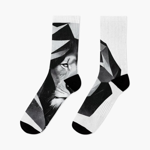 Item preview, Lion looking through from your inside | Black and white lowpoly lion  designed and sold by AsabIIArt.