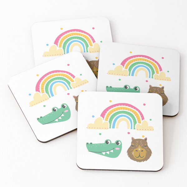 Item preview, Funny  Capybara Crocodile and Rainbow ,capybara crocodile, capybara and crocodile,capybara with other animals,  designed and sold by Tamas Das.