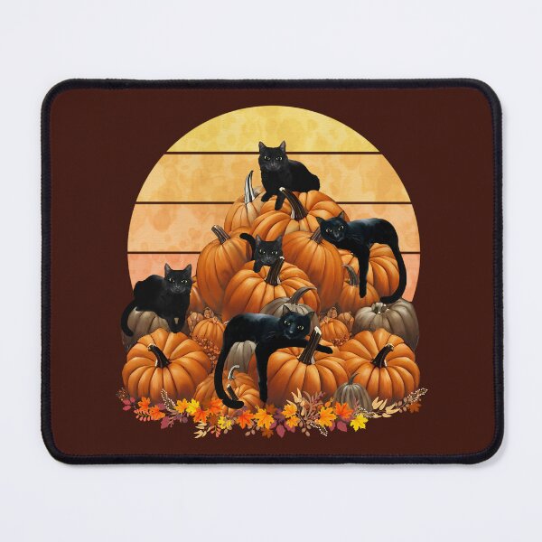 Item preview, Black Cats in the Pumpkin Patch autumn with pumpkins and sunset, color autumn, orange,hello fall autumn lovers designed and sold by Collagedream.
