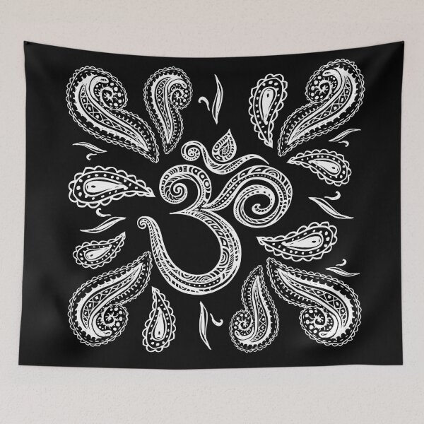Item preview, White Lace OM symbol  swirl on black designed and sold by k9printart.