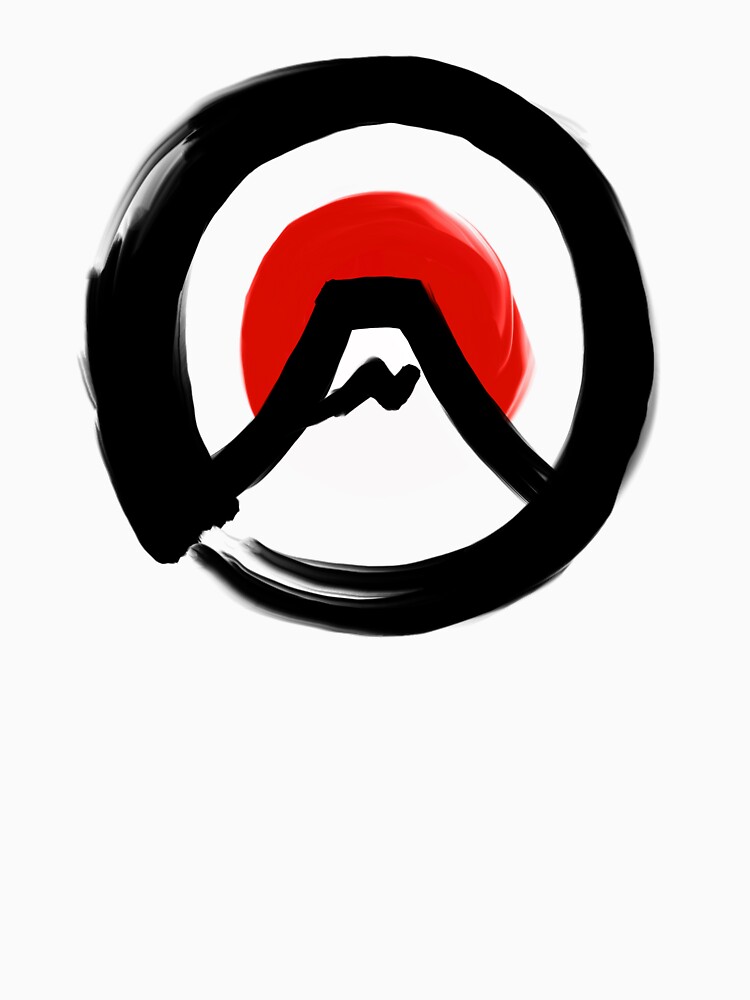 Yoga/Zen Enso Japanese Calligraphy Mt Fuji Rising Sun by DOODL