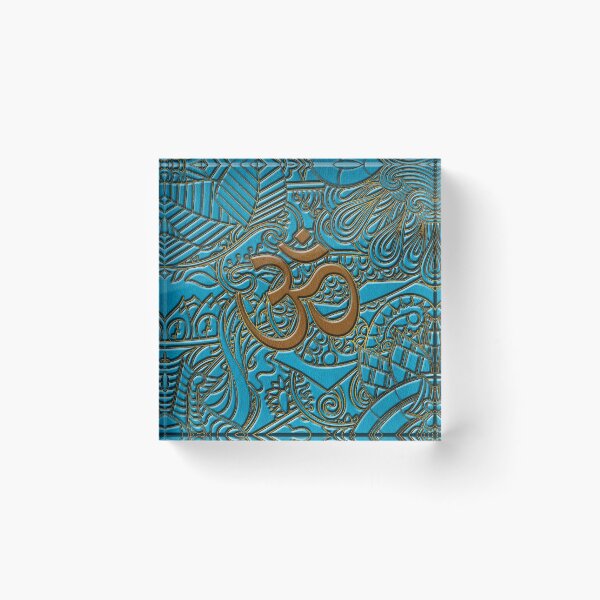 Item preview, Brown on Teal Leather Embossed OM symbol designed and sold by k9printart.