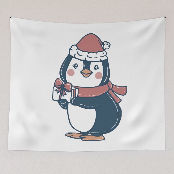 Item preview, Cute Penguin With a Gift designed and sold by VintagePathway.