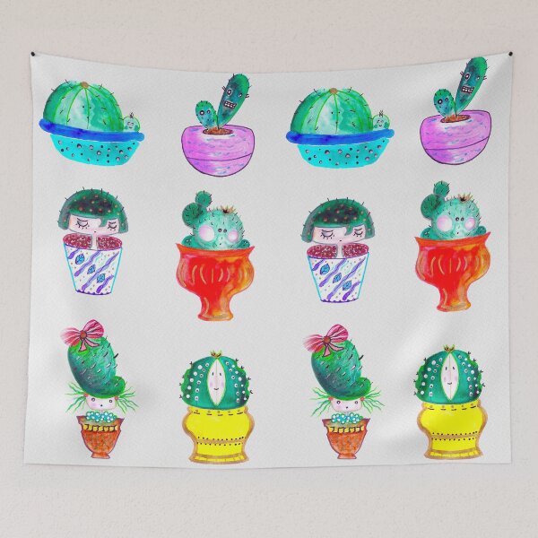 Item preview, Cute Cactus Characters In Vases - Watercolor designed and sold by Negin Mf Designs.