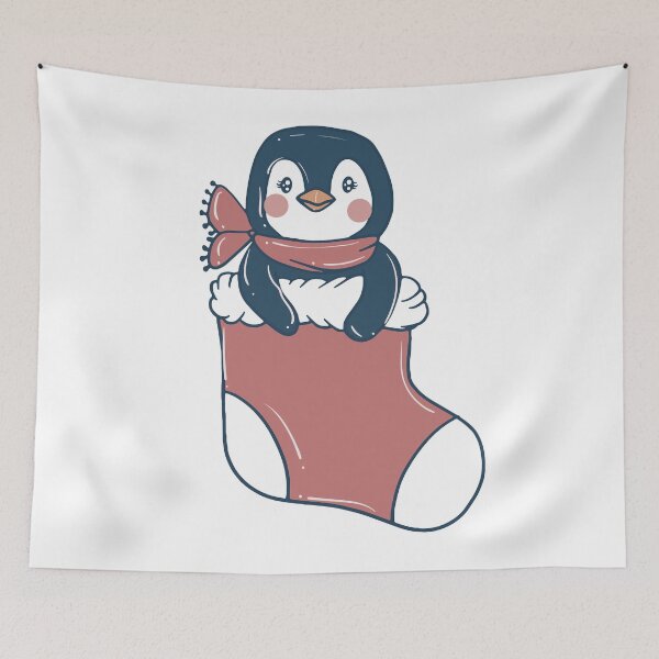 Item preview, Cute Penguin in Christmas Sock designed and sold by VintagePathway.