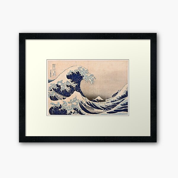 Classic Japanese Great Wave off Kanagawa by Hokusai Wall Tapestry Traditional Version HD High Quality Framed Art Print
