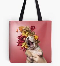 Flower Power, Luvable puppy Tote Bag