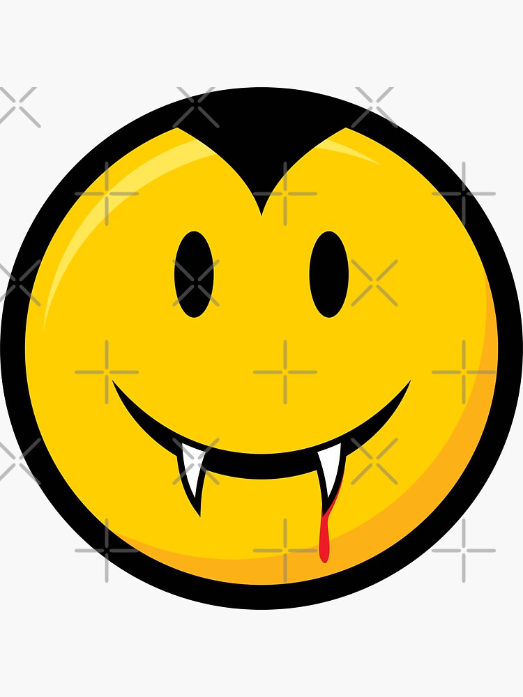 "Vampire Emoji Smiley Face" Sticker by creativecurly Redbubble