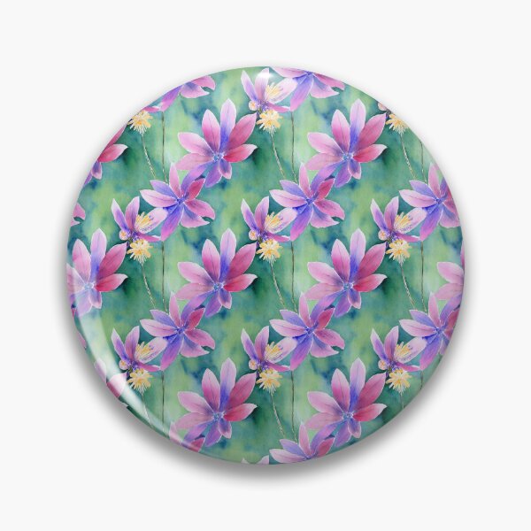 Item preview, Purple Watercolor Floral Pattern on a Green Background designed and sold by DesArtStudio.