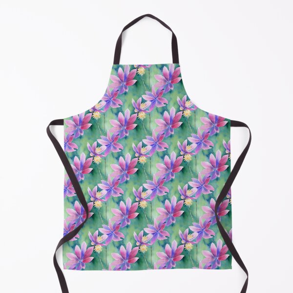 Item preview, Purple Watercolor Floral Pattern on a Green Background designed and sold by DesArtStudio.