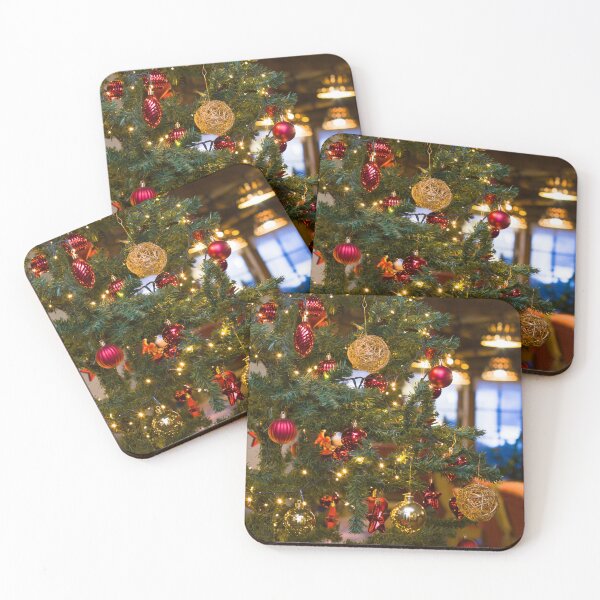 Item preview, beautiful Christmas background with Christmas tree branches, boke lights, red and golden balls designed and sold by annamiss.