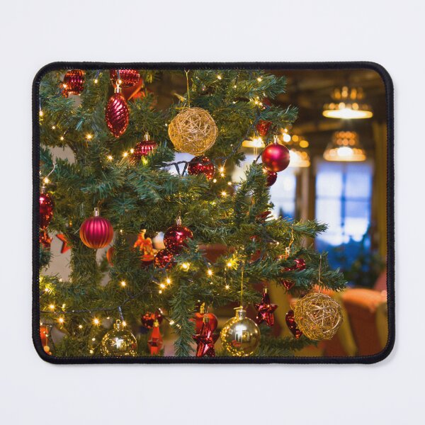 Item preview, beautiful Christmas background with Christmas tree branches, boke lights, red and golden balls designed and sold by annamiss.