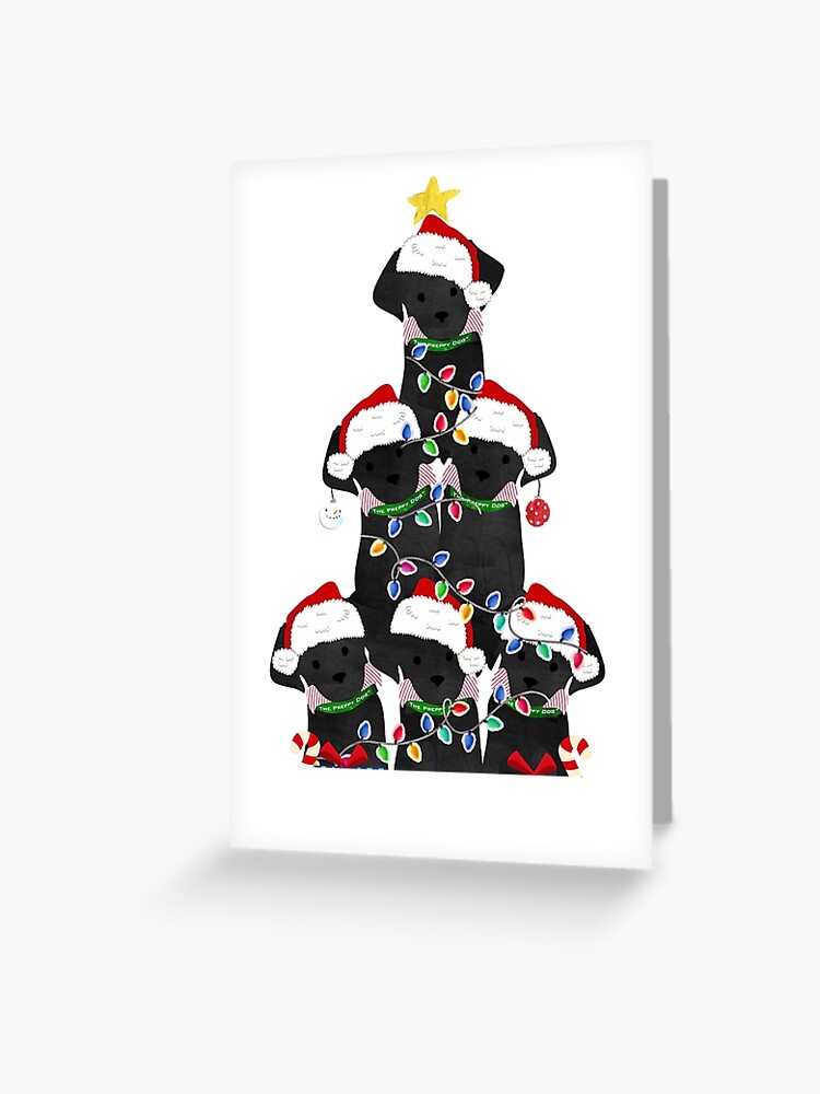 Night Before Christmas- Preppy Black Labs Greeting Card for Sale