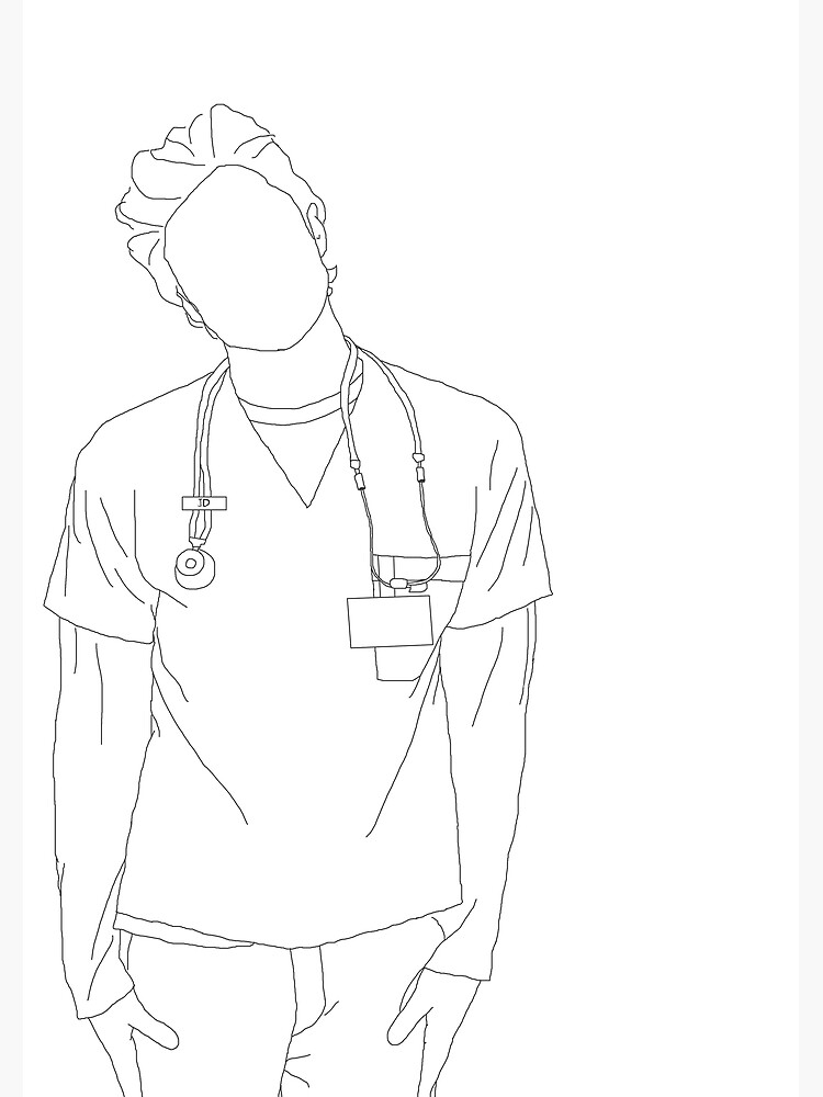 "JD Scrubs Zach Braff digital line drawing " Poster for Sale by