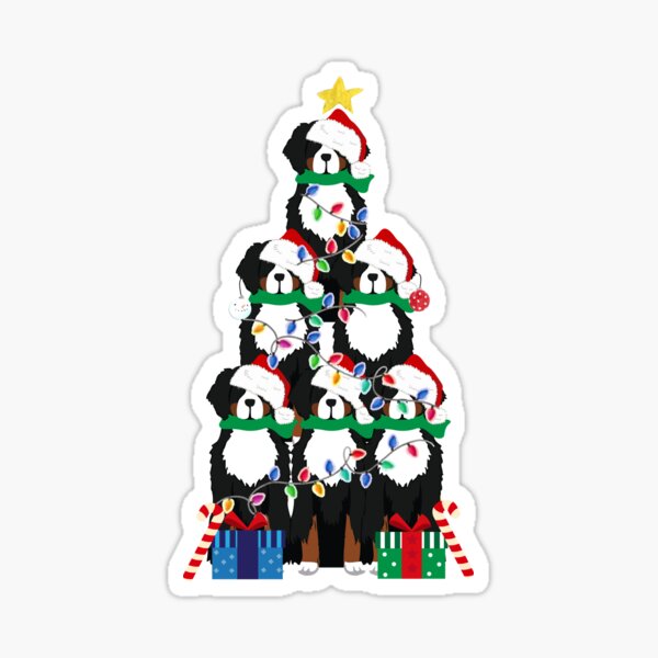 Urlaub Berner Sennenhund Welpe Weihnachtsbaum Sticker