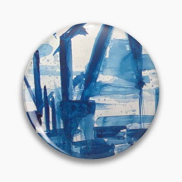 Item preview, Watercolor blue seascape, abstract urbanscape, trees designed and sold by anaozzart.