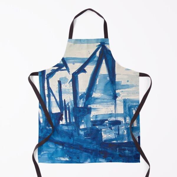 Item preview, Watercolor blue seascape, abstract urbanscape, trees designed and sold by anaozzart.