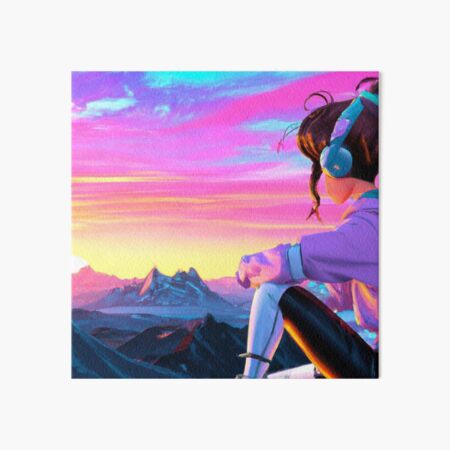 "Synthwave Anime Japanese Sunset - Cyberpunk Girl" Art Board Print For ...