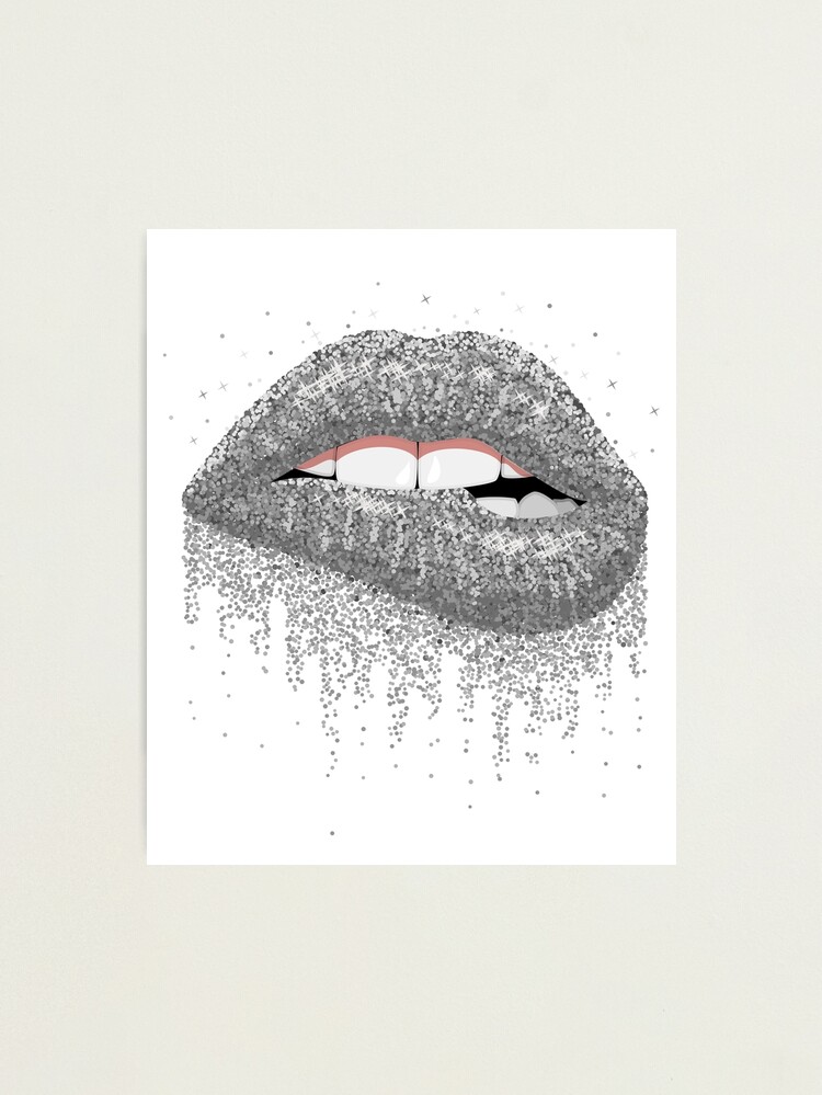 Glitter lip biting lip bite meme Pack Photographic Print for Sale by  ArellaDesigns  Redbubble