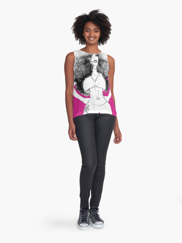 Alternate view of Super Natural Afro Long Hair Queen Sleeveless Top