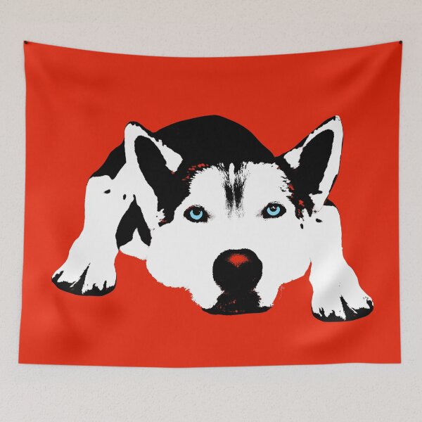Item preview, Husky Dog Design in Red - Husky Pet Pop Art - Animal Pop Art, Bespoke Options designed and sold by StudioFlea.