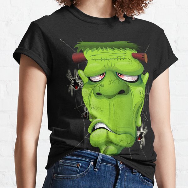 Frankenstein Ugly Portrait and Spiders Classic T-Shirt