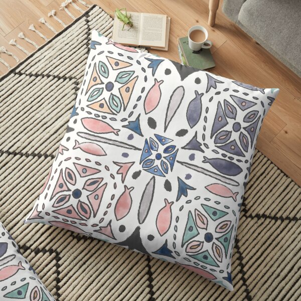 Mediterranean Tiles Floor Pillow