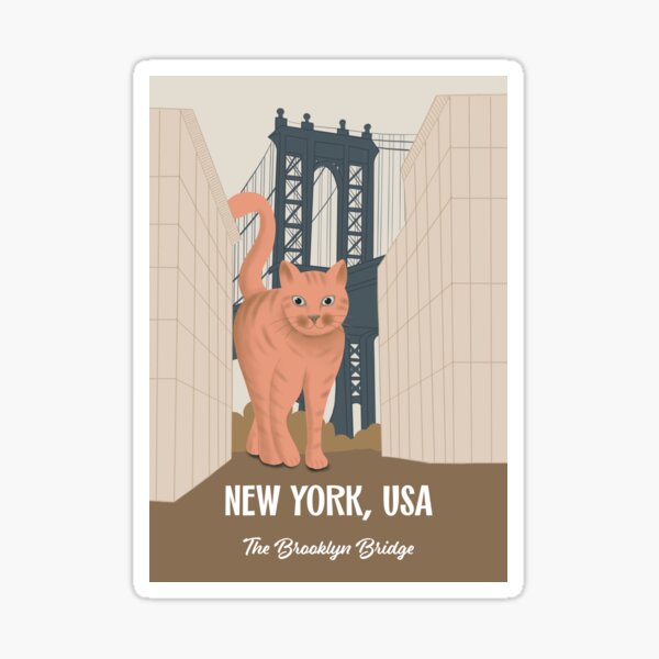 Big Cats, Small World - Brooklyn Bridge, New York, USA Sticker