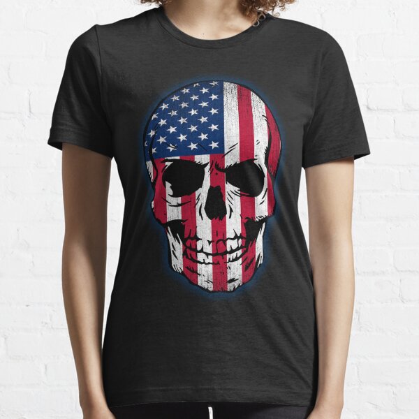 Vintage USA Flag Skull Design Essential T-Shirt