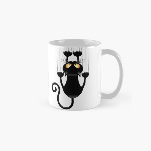 Fun Cat Cartoon Scratching Wall Classic Mug