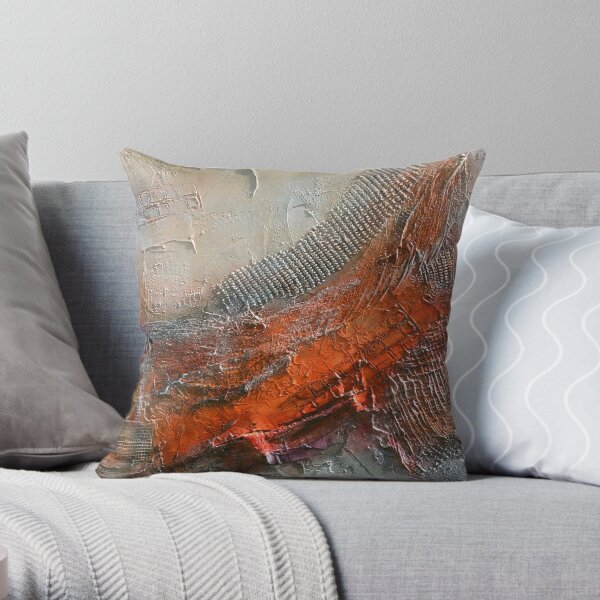 Abstract Rust Grey Art Print Throw Pillow