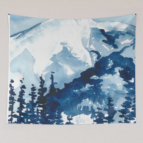 Item preview, Watercolor blue landscape, abstract landscape, mountains designed and sold by anaozzart.