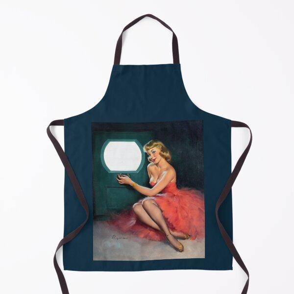 Item preview, 1950s Vintage Pin-up Girl Watching TV Television Set Show Media Pink Dress Illustration Art Blonde L designed and sold by martinezArts.
