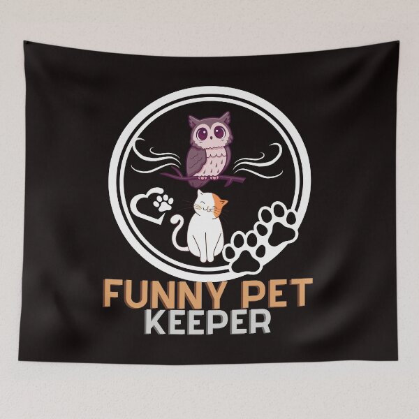 Item preview, cat and an owl funny pet keeper designed and sold by dansonarts.