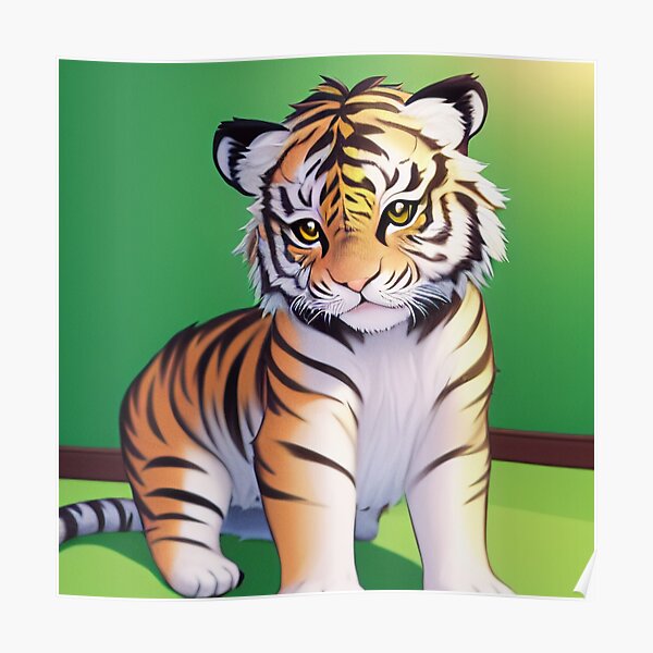 ADORABLE BABY TIGER CUB GLOSSY POSTER PICTURE BANNER bengal animals jungle  2290