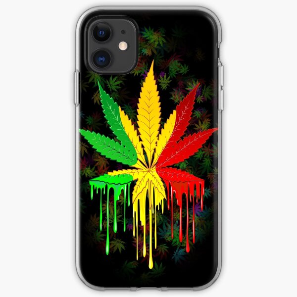 Marijuana Leaf Rasta Colors Dripping Paint iPhone Soft Case