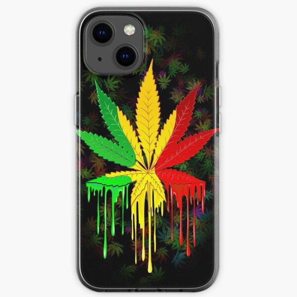 Marijuana Leaf Rasta Colors Dripping Paint iPhone Soft Case