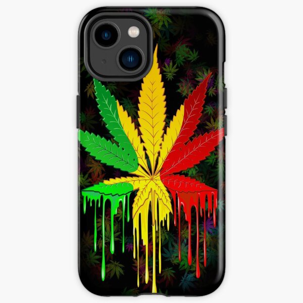 Leaf Rasta Colors Dripping Paint iPhone Tough Case