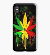 Marijuana Leaf Rasta Colors Dripping Paint iPhone Case