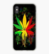 Marijuana Leaf Rasta Colors Dripping Paint iPhone Case