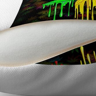 Alternate view of Marijuana Leaf Rasta Colors Dripping Paint Throw Pillow