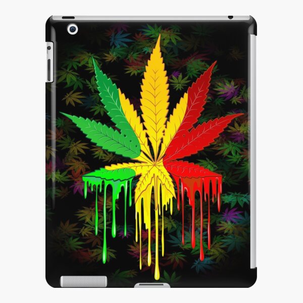 Marijuana Leaf Rasta Colors Dripping Paint iPad Snap Case