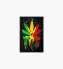Marijuana Leaf Rasta Colors Dripping Paint Art Board