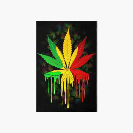 Marijuana Leaf Rasta Colors Dripping Paint Art Board Print