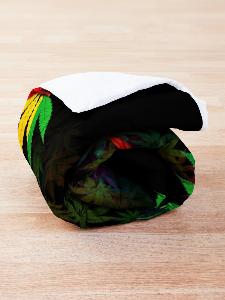 Alternate view of Marijuana Leaf Rasta Colors Dripping Paint Comforter