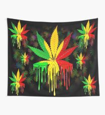 Marihuana-Blatt-Rasta-Farben, die Farbe tropfen Wandbehang